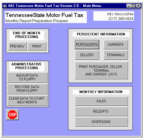 Tennessee Main Menu